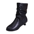 thumbnail image 1 of RXMEKW Talons Noirs à Bout Pointu, Bottines Courtes Doublées en Molleton pour Femmes à Talon Bas, 1 of 9