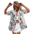 thumbnail image 6 of KimSoong Women's Leisure Streetwear Beachwear Lapel V-Neck Hawaiian Tropical Floral Print Blouse, 6 of 8