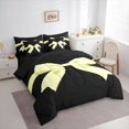 thumbnail image 3 of Feelyou Black Yellow Bowknot Twin Bedding Sets 7-Piece for Girls, Kawaii Bow-tie Ribbon Bedding Comforter Set, Cute Princess Style Reversible Sheet Sets, Ultra Soft Bedroom Decor, 3 of 7