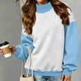 thumbnail image 6 of Sweatshirts for Women Mock Neck Long Sleeve Color Block Casual Pullover Tops, 6 of 8