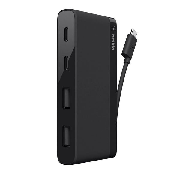 Hub USB-C Belkin 4 ports – Ultra portable – 2 ports USB-C et 2 ports USB-A – Station d’accueil USB-C – Connexion USB-C – Adaptateur USB – Sans charge pass-through