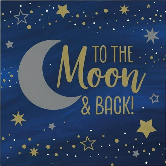 Creative Converting 360470 6.5 in. Starry Night Moon & Back Luncheon Paper Napkin