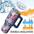 thumbnail image 5 of OBREWU Pioneer Flower Tumbler with Handle and Lid,40oz Pioneer Flower Double Wall Vacuum Insulated Tumbler,Pioneer Flower Cups Gift for Women and Men, 5 of 7