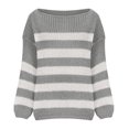 thumbnail image 5 of Drses Orange and White Striped Sweater for Women Crew Neck Long Sleeve Color Block Oversized Knitted Pullover Sweaters, 5 of 7