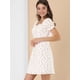 thumbnail image 4 of Vestidos Con Volantes Y Volantes En La Parte Delantera Con Pliegues Y Escote Corazón Con Mangas Abullonadas Florales Para Mujer blanco XL, 4 of 6