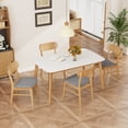 thumbnail image 5 of Harper & Bright Designs Small Space Dining Set for 4, 5 Pieces Rectangular Solid Wood Table Set with 4 Upholstered Chairs for Kitchen, DARK GREY,White+Oak, 5 of 20