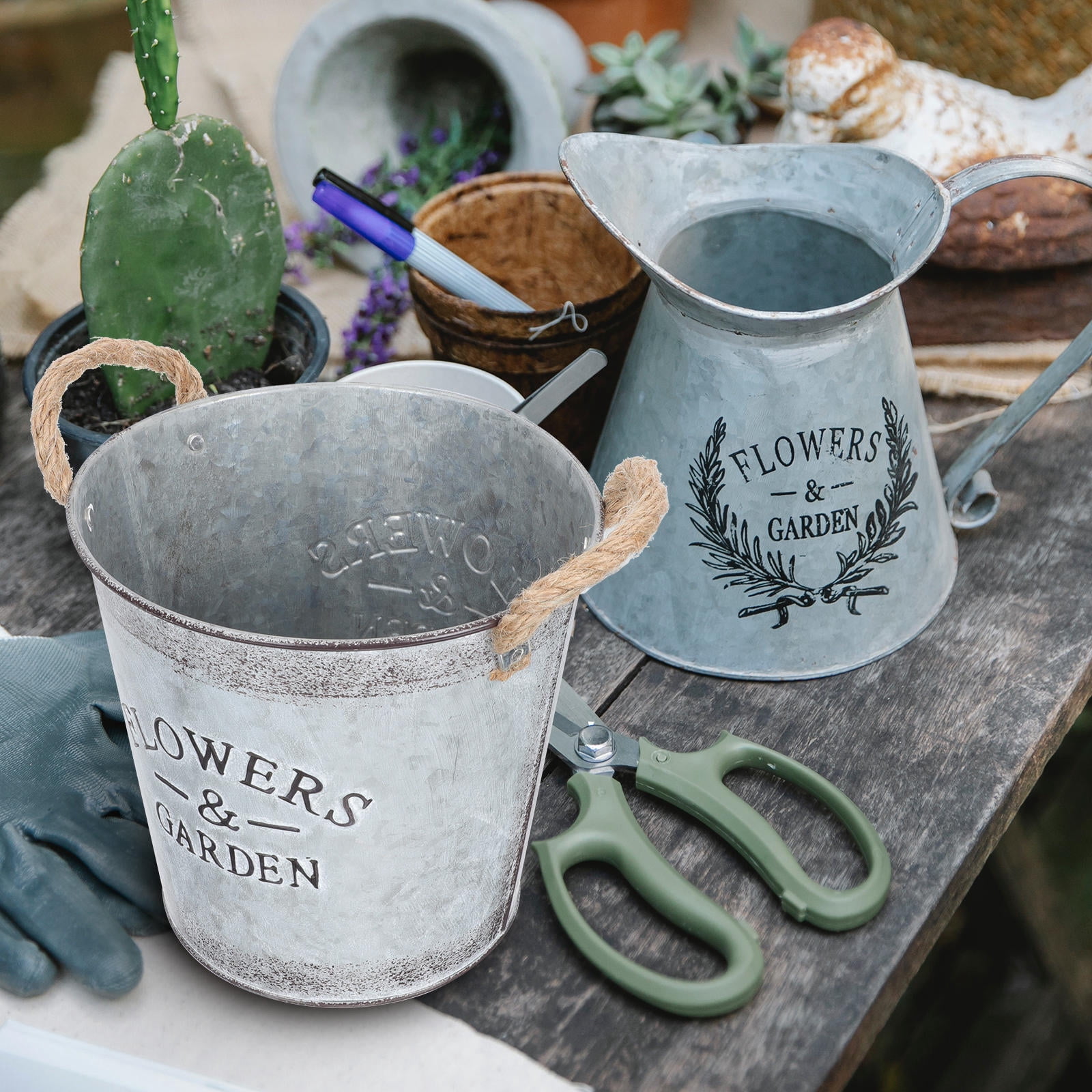 DRAFIDEEP 3pcs Flower Pot With Handle Practical Planter For Succulent Flowers For Gardening Rustic Decor For And Patio