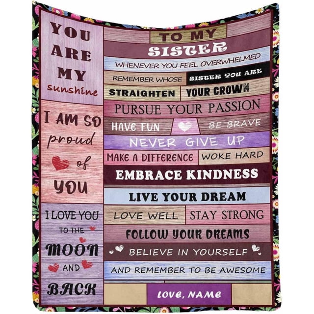 LHSHID Custom Blanket to My Sister Best sister blanket You are My Sunshine I'm So Proud of You Blanket Birthday Blanket for Women Girl Sister