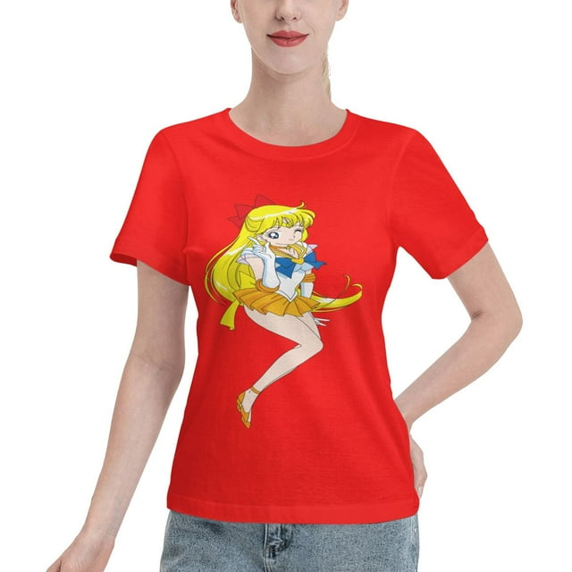 T-Shirt Basique à Manches Courtes pour Femmes Sailor Moon Aino Minako