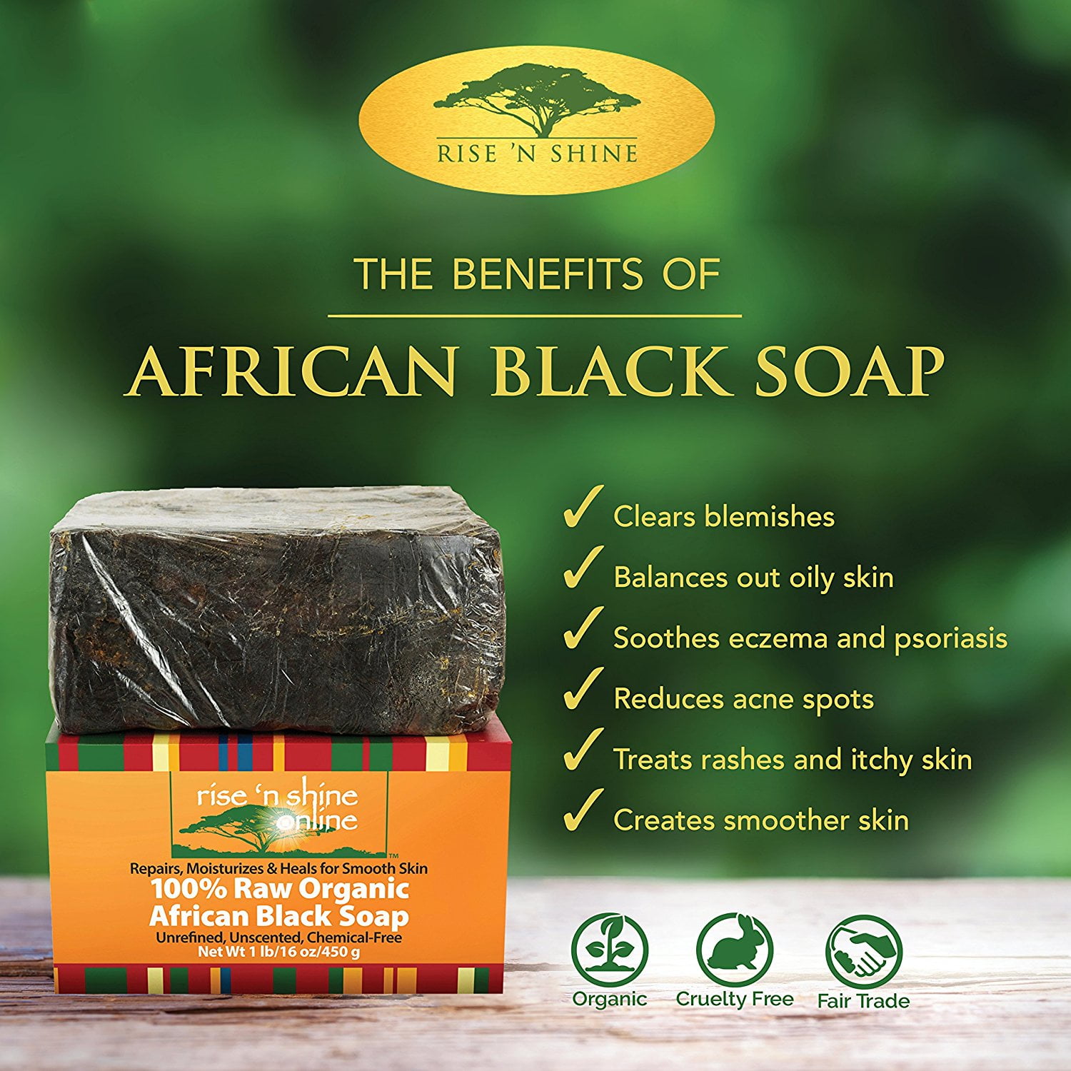 Raw African Black Soap with Coconut Oil