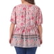 thumbnail image 4 of Camisas de verano de mujer plus size con cuello en V y mangas cortas de linterna Agnes Orinda, blusas boho de peplum floral 1X naranja, 4 of 8