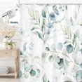 thumbnail image 1 of Dznils Cortina Shower de Tela de Eucalipto Ver Patrón Floral de Acuarela con 12 Ganchos, 72 x 72, 1 of 13