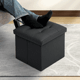thumbnail image 4 of MoNiBloom 15" Cube Collapsible Ottoman with Storage, PU Leather Storage Ottoman Footrest, for Living Room Bedroom Entryway, Black, 4 of 8
