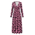 thumbnail image 5 of FKELYI Leopard Pink Print Womens Fall Dress Long Sleeve Maxi Dress for Wedding Party Casual Outdoor Cloth V Neck Soft Dresses with Pocket, 2XL, 5 of 6