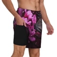 thumbnail image 2 of Logiee Pink Blossoms Butterfly Print Men's Swim Trunk,Quick Dry Board Shorts ,Men's Swim Trunks with Compression Liner, Bathing Suits with Pockets-3X-Large, 2 of 6