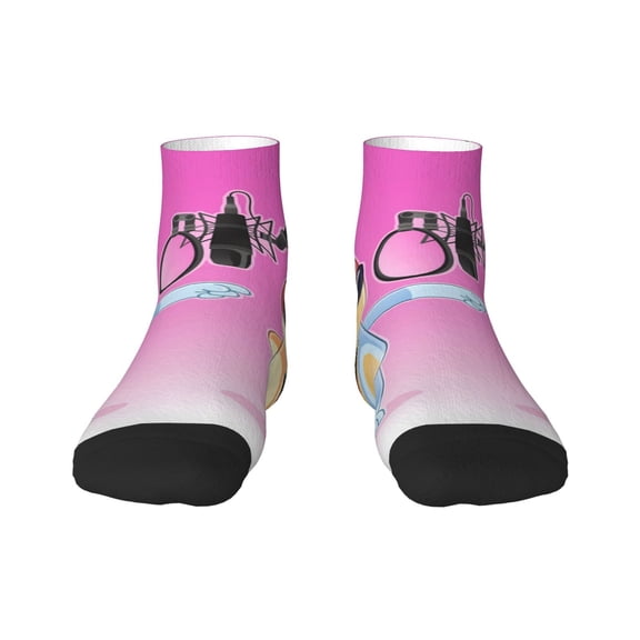 Silaia Bluey Print Adult Socks,Ankle Athletic Running Socks,Cushioned Breathable Low Cut Sports Tab Socks for Men and Women,Moisture-Wicking Crew Socks