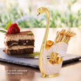 thumbnail image 3 of Soporte base de cisne de metal con 6 piezas cuchara de postre de oro Afortunado Sencillez, 3 of 5