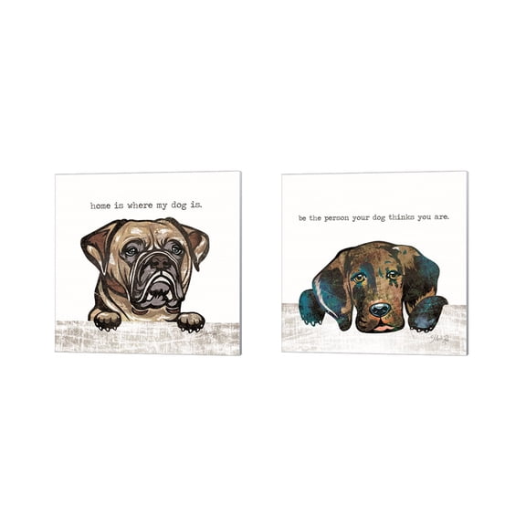 Great Art Now Homes Where My Dogs & Be the Person by Marla Rae 2 Piece Canvas Art Set Each 14"W x 14"H