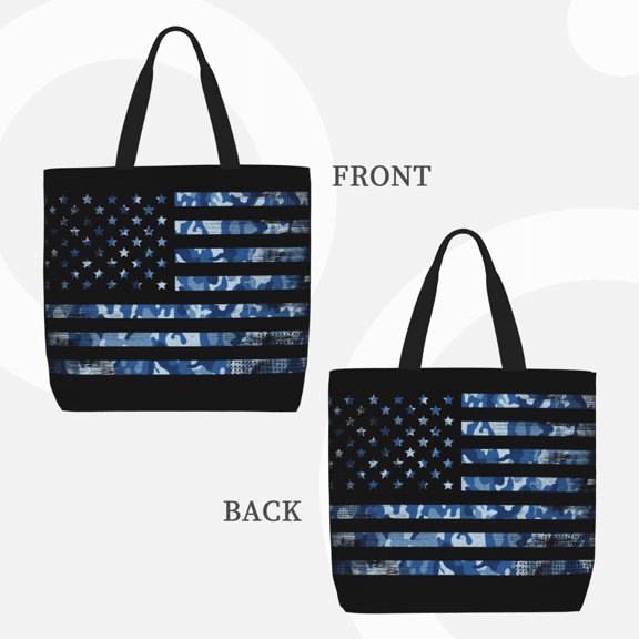 Lafuoo Navy Camouflage American Flag Pattern Single Shoulder Convenience Bag, Large Capacity Zippered Handbag for Shopping, Unisex-One Size