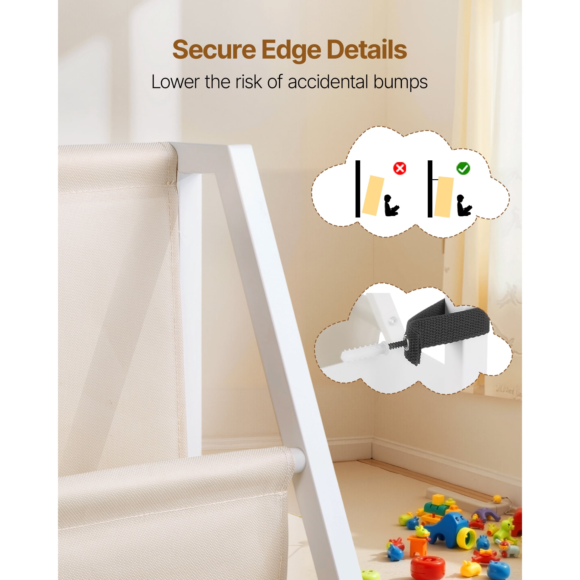 KFFKFF 3-Tier Children's Bookshelf with Toy Organizer, Sling Book Rack, and Storage Bag, Ideal for Kids' Rooms, Playrooms, Kindergartens, and Nurseries