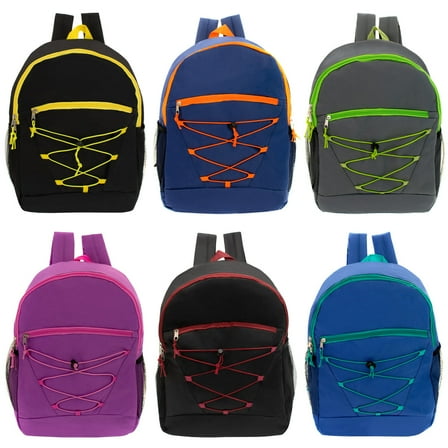 17 Inch  Bungee  Backpack in Assorted Colors - Case Pack of 24