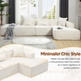 thumbnail image 3 of Dinosisco 129.5" Oversized Modular Sectional Sofa, Modern L-Shaped Couch with Right Chaise, 3 Pieces Living Room Sofa Set, No Assembly Required, Beige Chenille, 3 of 12