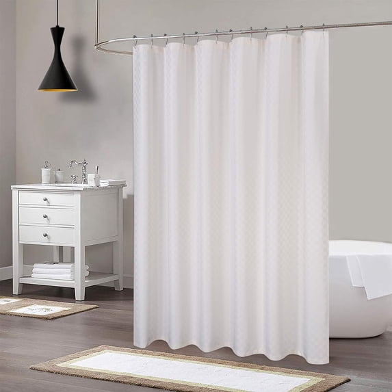 Fabric Shower Curtain, Hotel Luxury 190GSM Heavy Duty Thick Shower Curtain for Bathroaom Washable,Ivory, 72x78 Inches