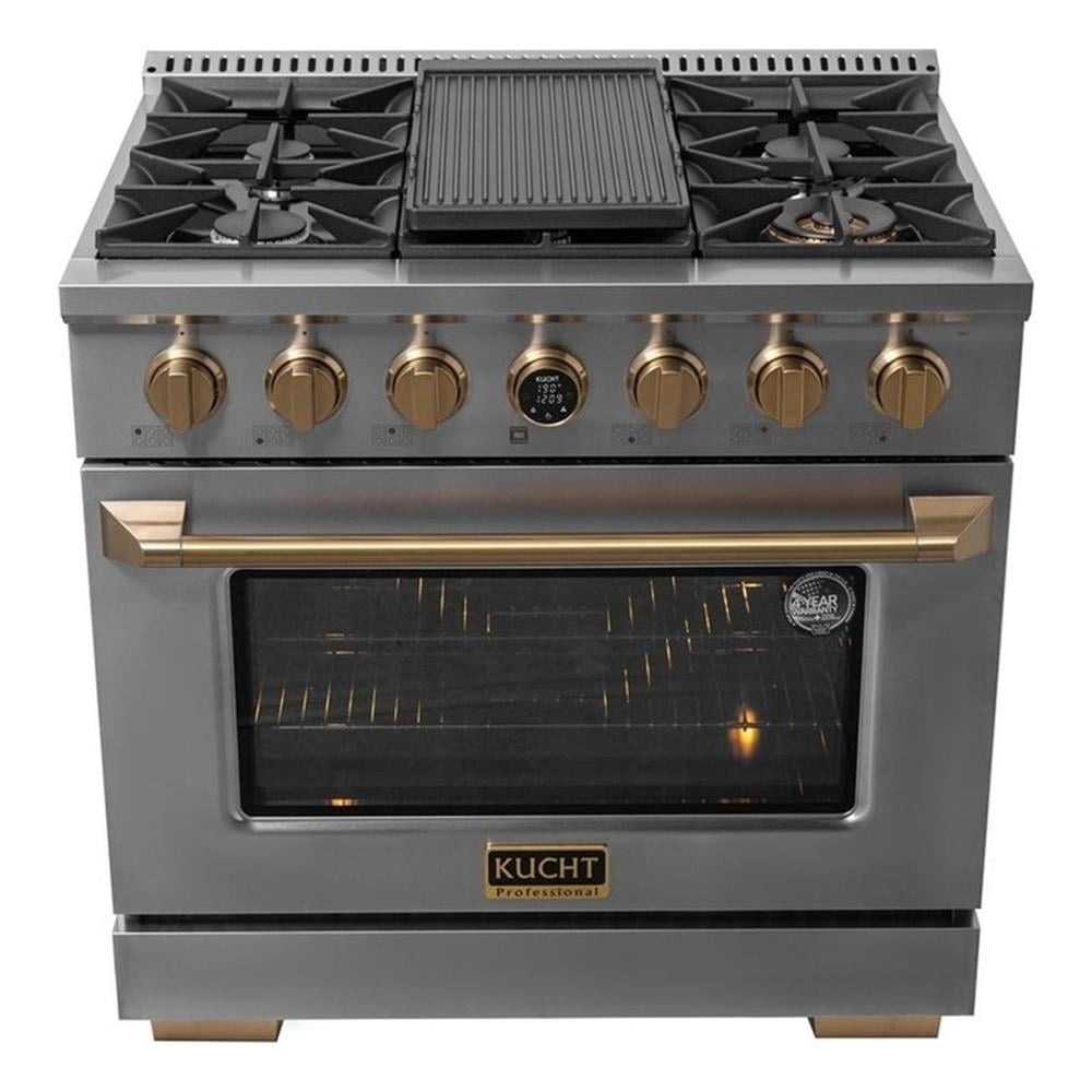 Pemberly Row 36" 5.2 cu. ft. 6 Burners Dual Fuel Range for Propane Gas in Silver