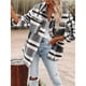 thumbnail image 4 of Chaqueta de Franela A Cuadros para Mujer, Ideal para Otoño Camisa de Larga con Botones y Bolsillos Laterales Negro L, 4 of 7