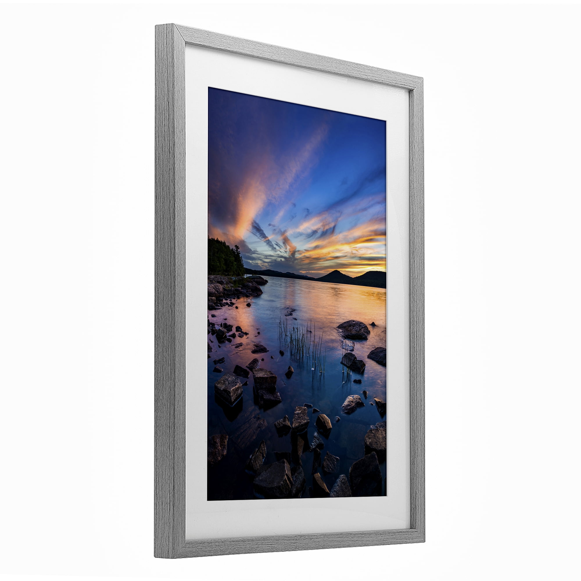 Stupell Industries Sunrise on Piseco Lake Gray Framed Print Under Glass, design by Jonathan Zaharek
