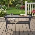 thumbnail image 2 of POCASSY Wicker Outdoor Coffee Table, 19.7"*37.8" Tempered Glss Top Black Rattan Outdoor Coffee Table with 2-Layer Storage Furniture Tables for Garden,Porch,Backyard, 2 of 6