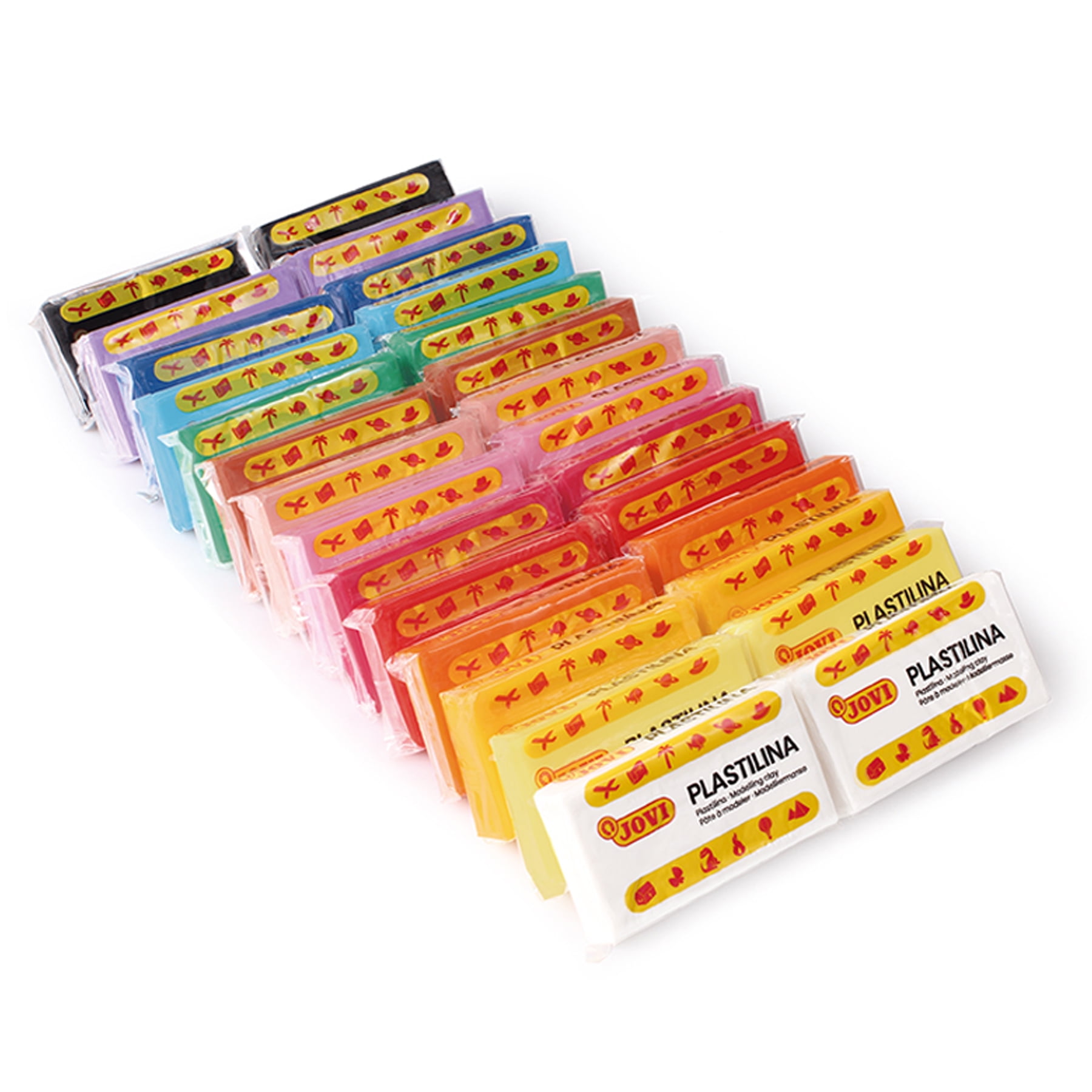 JOVI Plastilina Modeling Clay School Pack, 28 Bars, 4 Rollers, 15 Spatulas