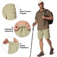 thumbnail image 6 of POENTAB Men's Cargo Shorts Quick Dry Lightweight Stretch Fishing Hiking Shorts for Men with 7 Pockets for Outdoor Travel Khaki, 6 of 9