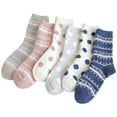 thumbnail image 1 of Fuzzy Socks Soft Warm 6 Pairs Polka Dot Striped Cute Sleeping Socks Crew Socks, 1 of 10