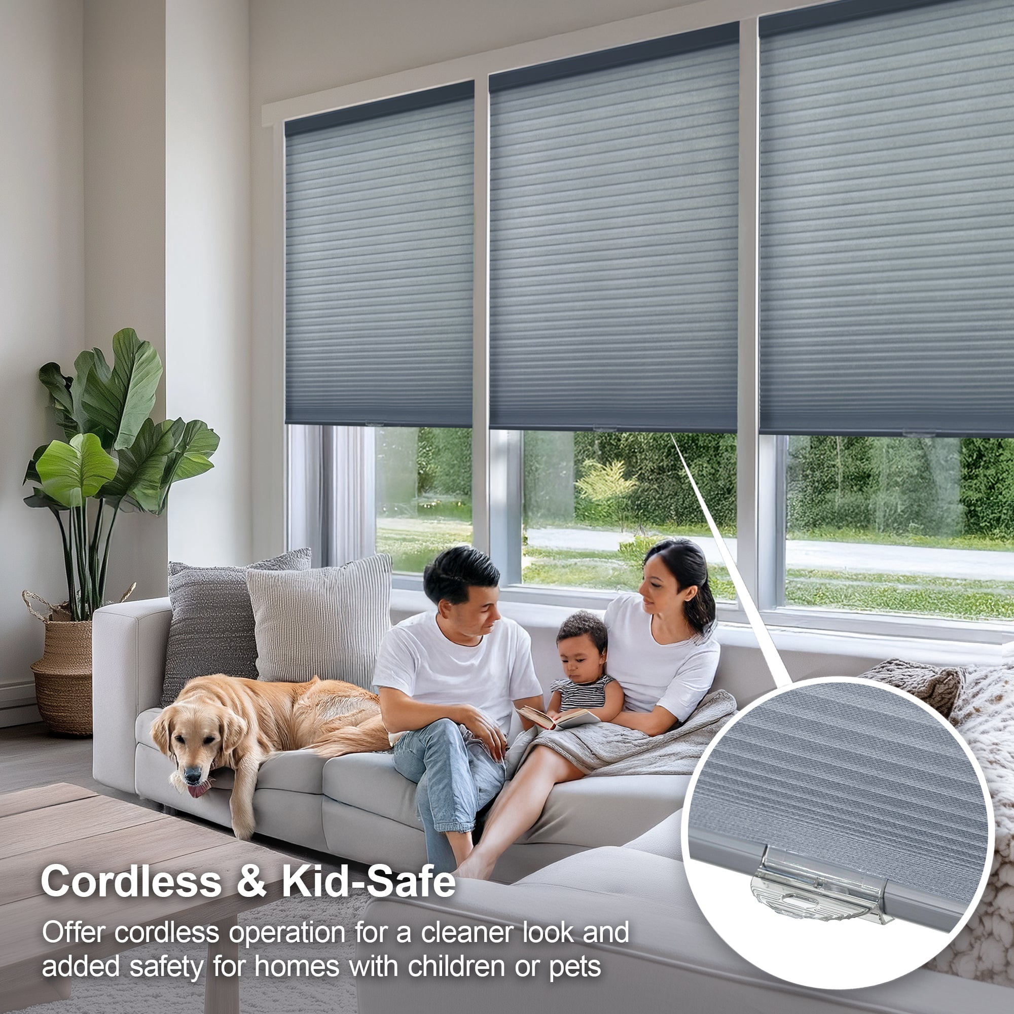 Chicology Light Filtering Cellular Shade, Morning Pebble, 35"W X 84"H