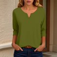 thumbnail image 2 of zaveiop Henley Shirts for Women 3/4 Length Sleeve Womens Tops Button up Blouse Pleated Dressy Tunic Tops (Z3-Mint Green, XXL), 2 of 7