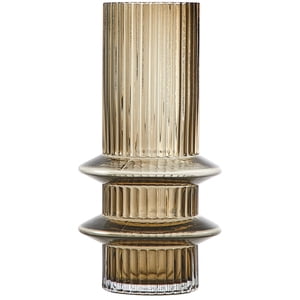 Beautiful by Drew Barrymore 8.5" Ribbed Glass Vase, Oyster Gray