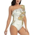 thumbnail image 3 of Sikiie World Map 1 Print Women One Piece Swimsuits Tummy Control One Shoulder Bathing Suits Ruffle Swimwear, From S to XXL-Large, 3 of 6