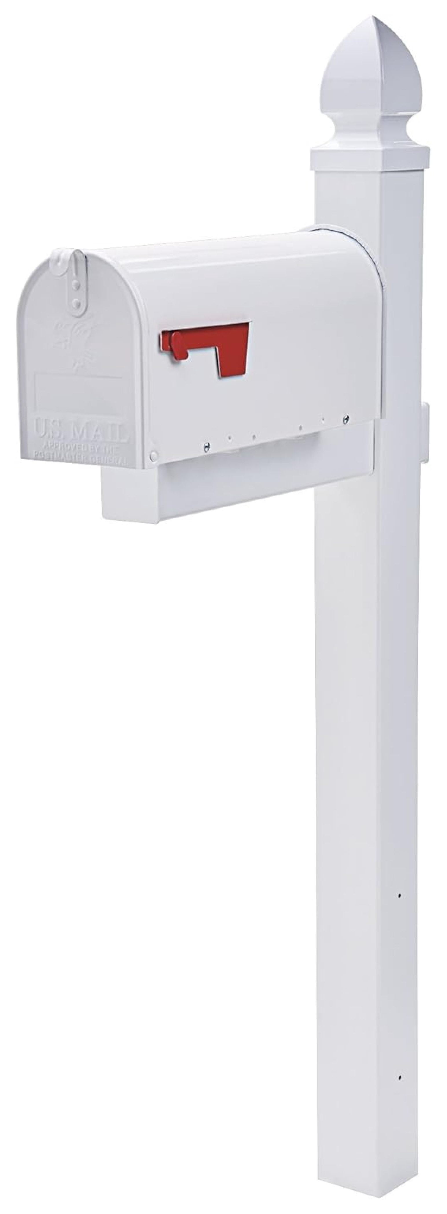 Medium Capacity Galvanized Steel White, Post-Mount Mailbox, E1100W00