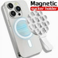 thumbnail image 2 of Magnetic Suction Cup Phone Mount on Mirror Shower Silicone Sucker Phone Case Grip Stand Holder for iPhone 15 14 13 12 11 Magsafe (Light Blue), 2 of 7