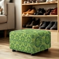 thumbnail image 4 of Xixirimido Turtle Shell Green Pattern Ottoman Cover Stretch Rectangular Footstool Slipcover with Nonslip Elastic Base, Universal Fit for Storage Ottomans & Ottoman Footrests, Large, 4 of 7
