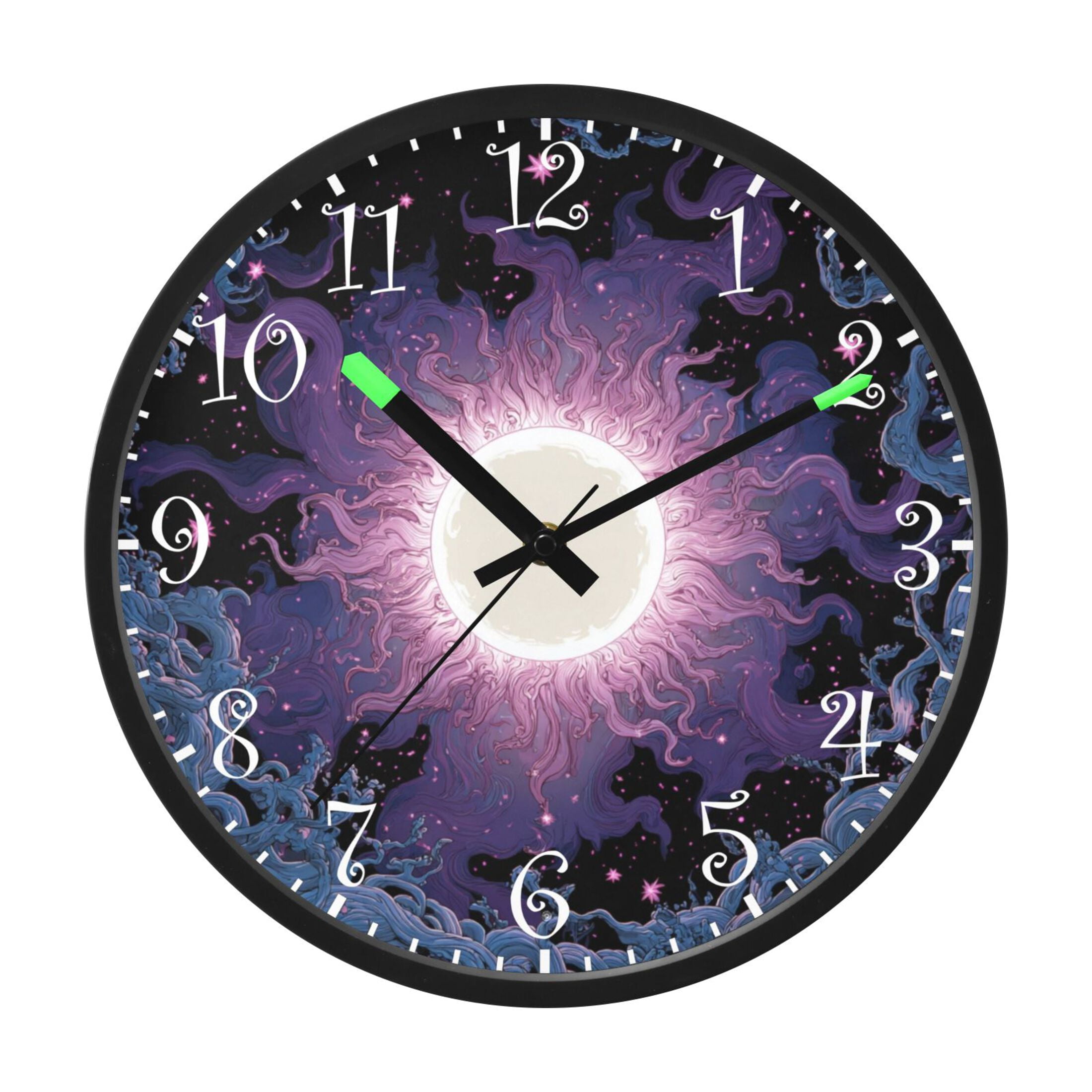 Voice Activated Clock with Glow Light 12 Inch Large Silent Wall Clock Battery Operated for Home Decor Solar Vortex