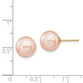 thumbnail image 4 of Auriga Fine Jewelry 14k Yellow Gold 9-10mm Pink Pearl Stud Earrings for Women, 4 of 5