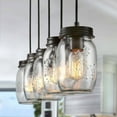 thumbnail image 4 of Fichiouy 5 Head Glass Mason Jar Light Fixture Dinning Room Pendant Lamp Downlight 40W, 4 of 10