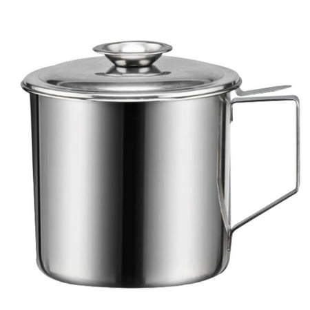 

NUOLUX 1pc Oil Strainer Pot Household Grease Can Stainless Steel Oil Storage Can