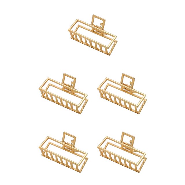 Jumpingount Pinza de garra portátil estilo Simple pulpo delicado accesorios para el cabello pasadores para el Día de San Valentín para mujeres Dorado/Rectángulo 5piezas Jumpingount CBP220675