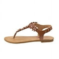 thumbnail image 4 of Beverly Hills Polo Club Girls Kids Thong Sandal with Multi Flower Accents, Brown, 11, 4 of 5