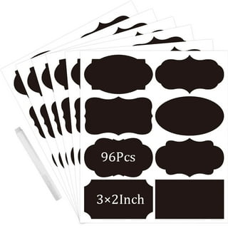 SWISION Chalkboard Labels, 120 Pcs Black Reusable Waterproof Labels Stickers with 2 White Chalk Markers, Kitchen Pantry Sticker Labels for