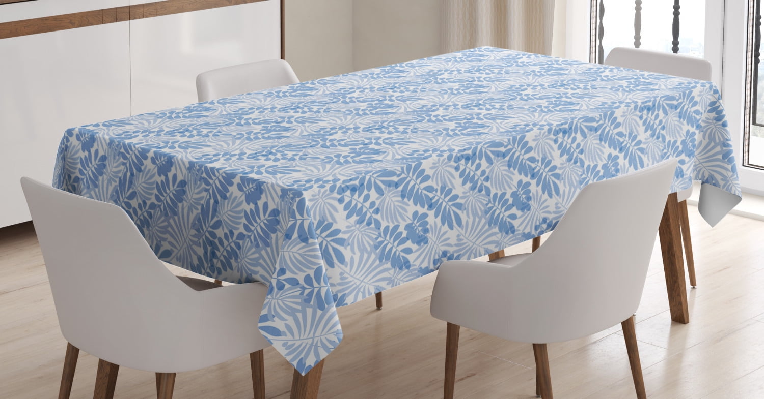 Ambesonne Blue and White Tablecloth Rectangular Table Cover, Hawaii