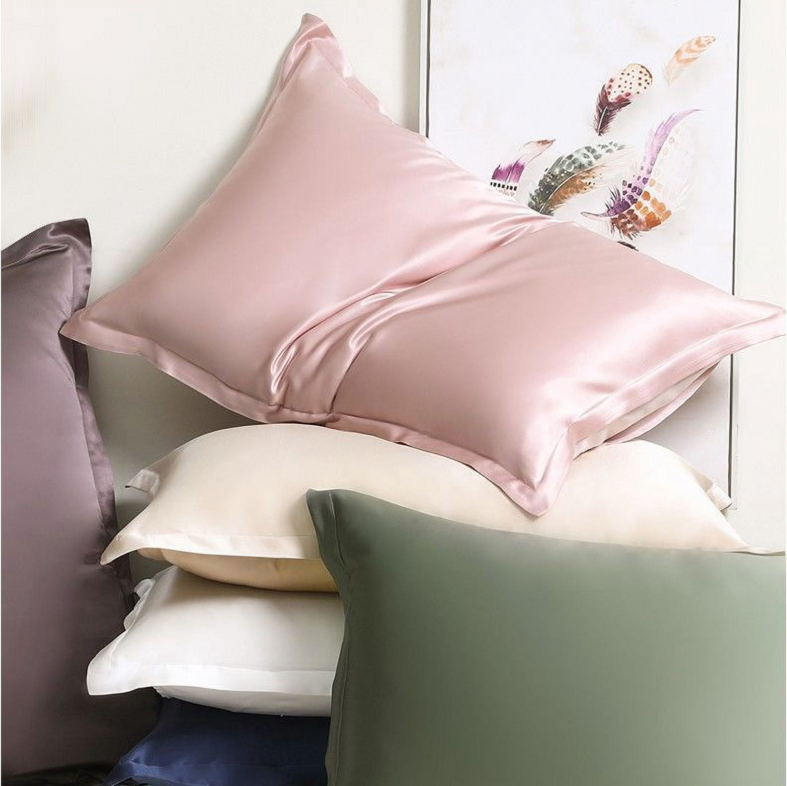 ERDOUY 1Pcs Mulberry silk pillowcase Soft and skin-friendly, silky touch pillowcase, giving the skin a luxurious hug 18.9x29.13inch(Lake blue）
